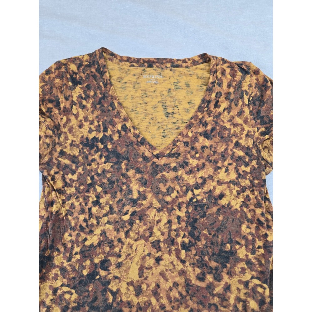 Merona Womens Leopard Animal Print V-Neck Short Sleeve Cotton T-Shirt Mustard M - Picture 8 of 10